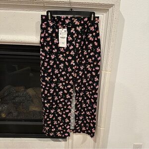 Zara Women’s Linen Blended Floral High Waist  Midi Skirt size M